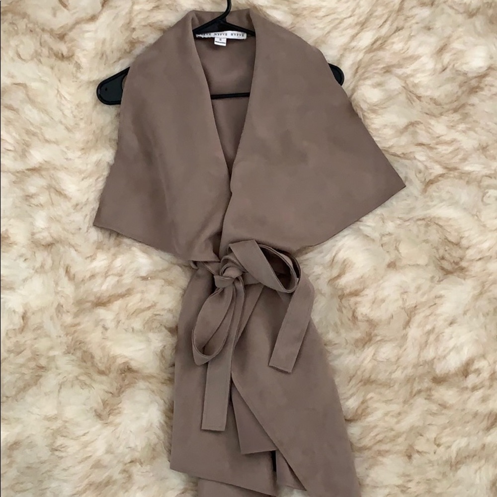 Suede cardigan belted vest